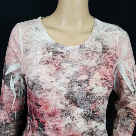 Maurices Sz M Blouse Burnout Tee Pink Long Sleeve - Picture 4 of 8